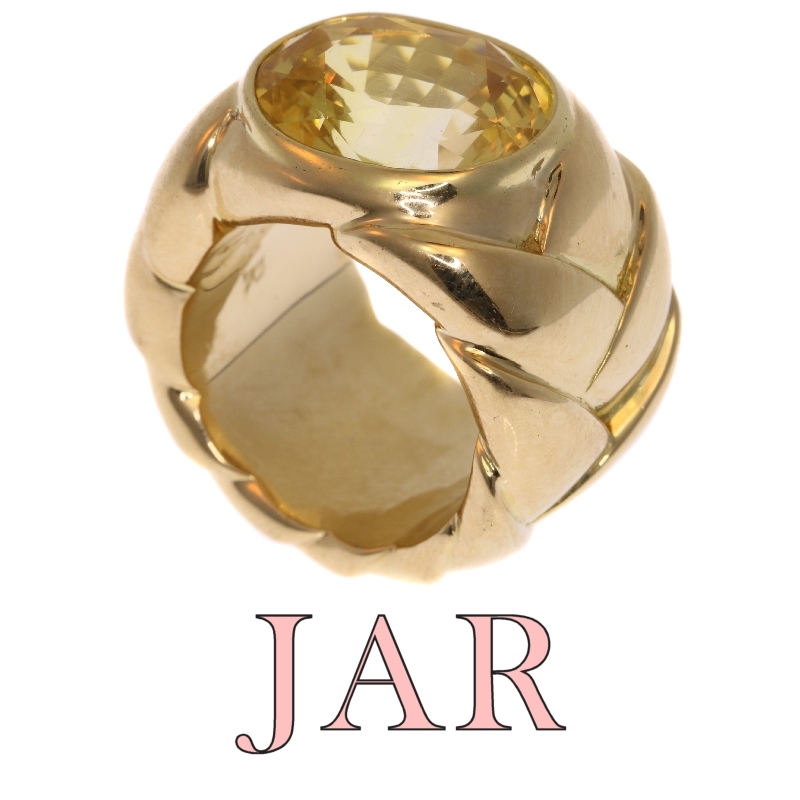 Signed JAR ring with 10+crt yellow sapphire